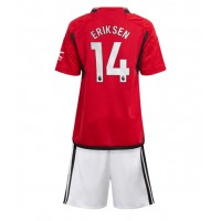 Fotballdrakt Barn Manchester United Christian Eriksen #14 Hjemmedraktsett 2023-24 Kortermet (+ Korte bukser)